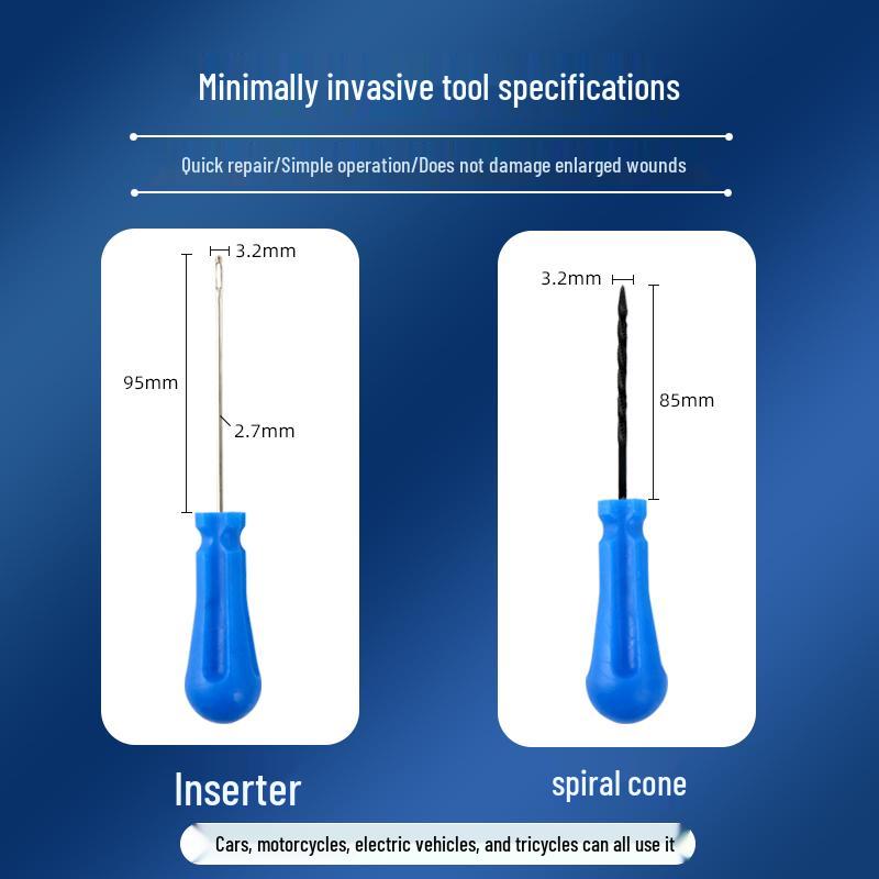 Electric Car & Motorcycle Tire Repair Strips - Quick, Minimally Invasive Tool Set