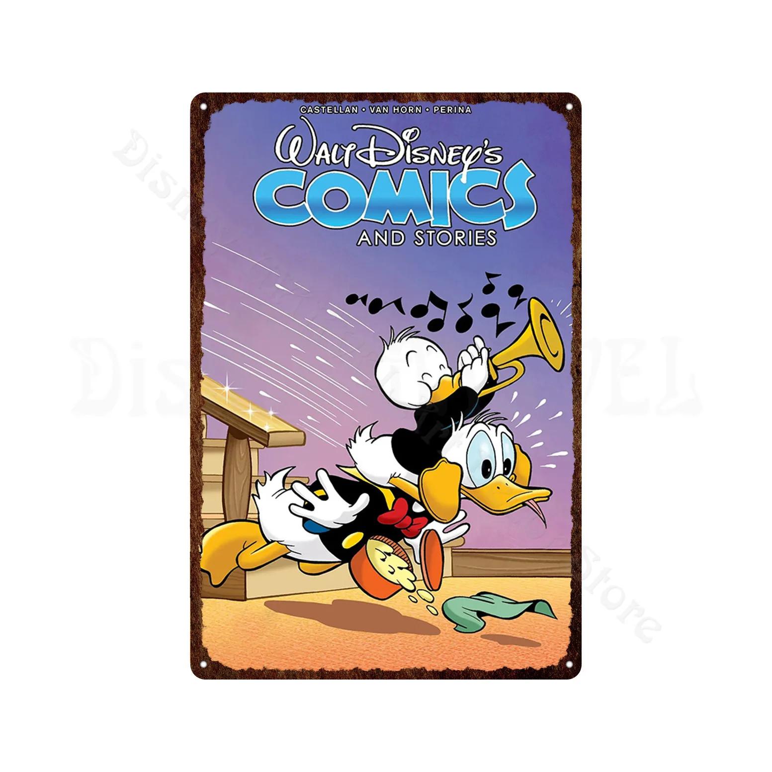 Metallschilder Donald Duck Onkel Dagobert Klassische Animation Metallposter Dekorative Blechmalerei Vintage Retro Kinderzimmer Dekor 20x30cm（7.8x11.8inch）