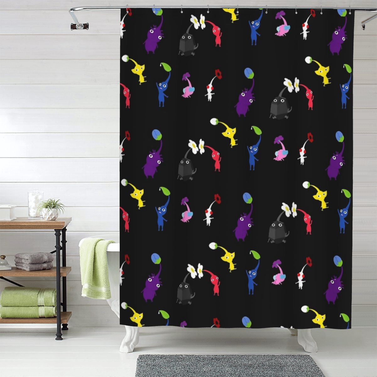 Jessica Chen Pikmin Shower Curtain Bathroom Polyester Waterproof Bath Curtains With Hooks