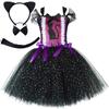 Sparkly Black Cat Tutu Dress for Baby Girls Animal Halloween Costumes with Ears Hairbow Kids Twinkle Kitty Ballet Tutus Outfit