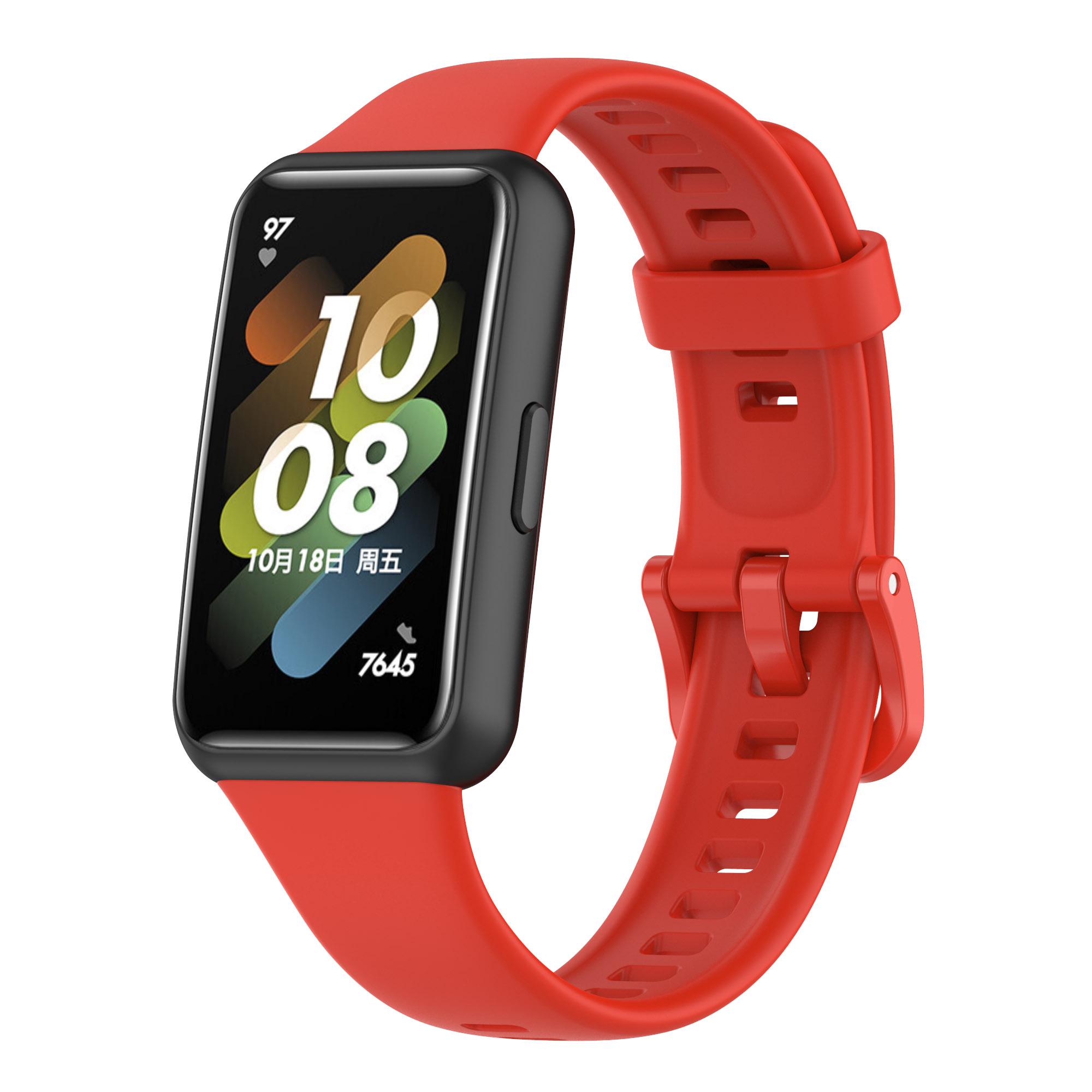 Weiches Silikonarmband für Huawei Band 7 Original Sportliches Atmungsaktives Ersatz-Komfort-Armband für Huawei Band 7 Zubehör For Huawei band 7 rot