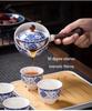 Compact Travel Tea Set with Automatic Rotating Teapot and Side Handle Kung Fu Cups