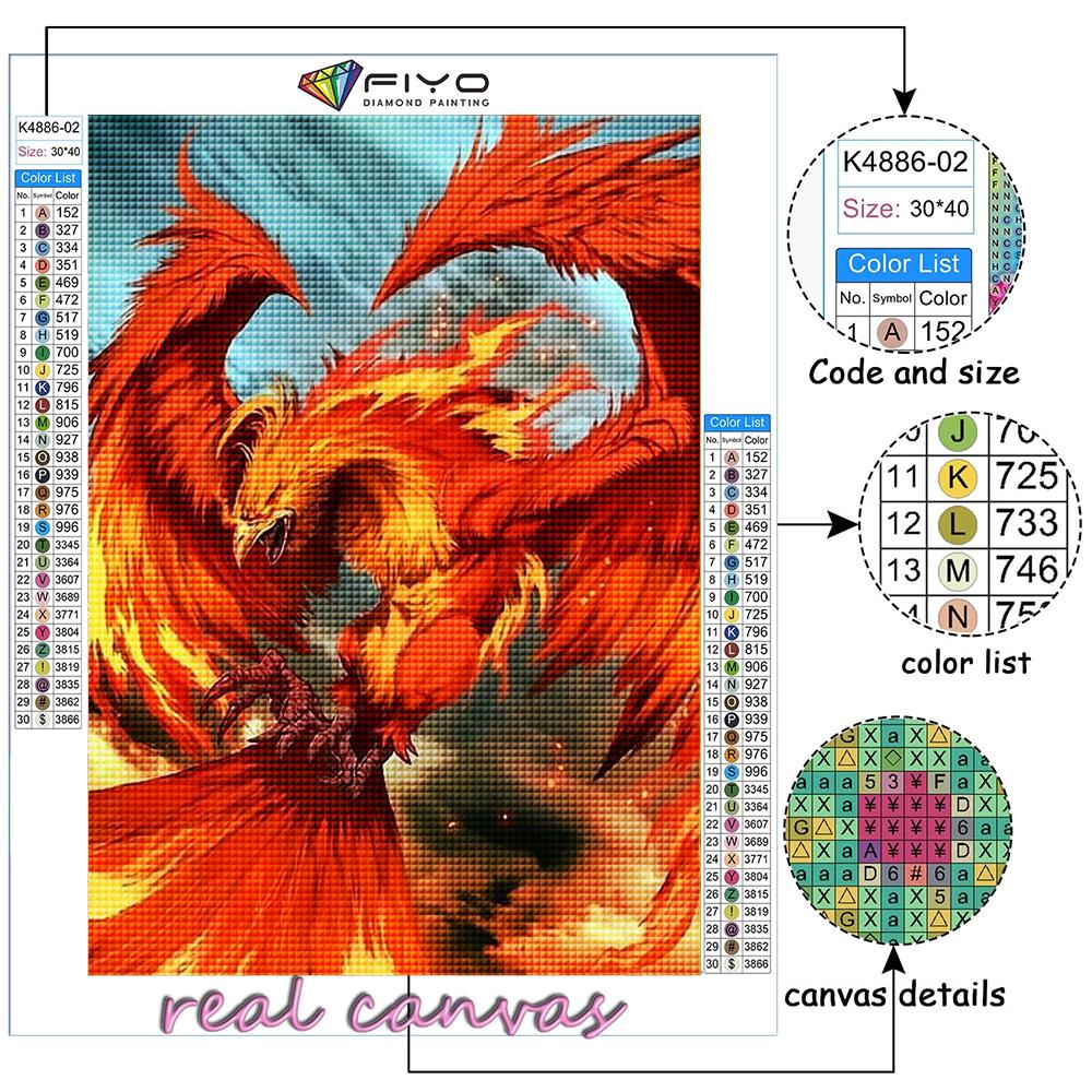 Cross Stitch Kit DIY Diamond Embroidery Mythical Beast Phoenix  Diamond Painting Home Decor