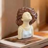 Braunhaariges lockiges Mädchen Header Figur Harzkopf Büste Skulptur für Schlafzimmer Wohnzimmer Heimbüro Schreibtisch Regal Dekoration