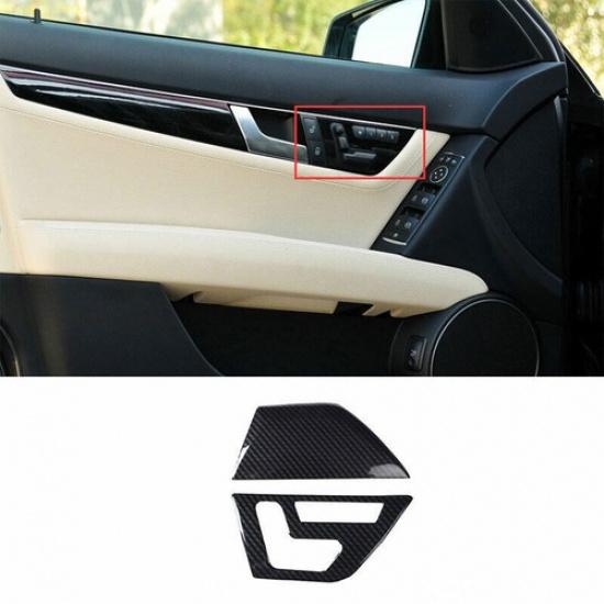 For Benz C-Class W204 2007-2014 Carbon Fiber Seat Adjustment Button Cover Decor