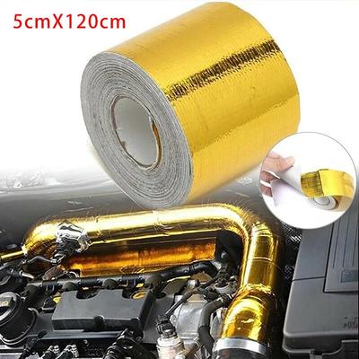 120 X 5cm Gold Motorräder Auspuffband Krümmer Hitzeschutz Wickelband Turbo Hitze Auto Auspuff Thermoband