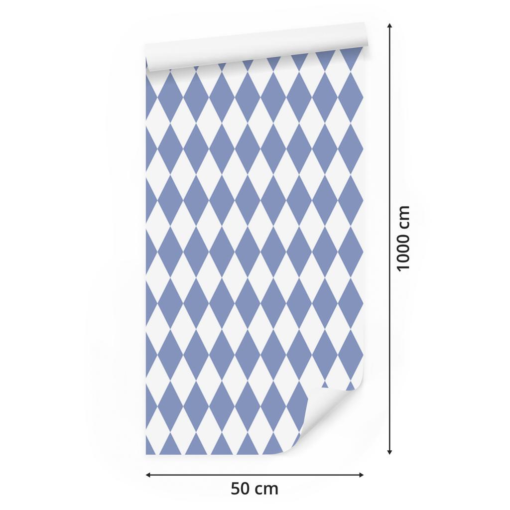 Harlequin Diamonds wallpaper white and blue, blue background 50x1000