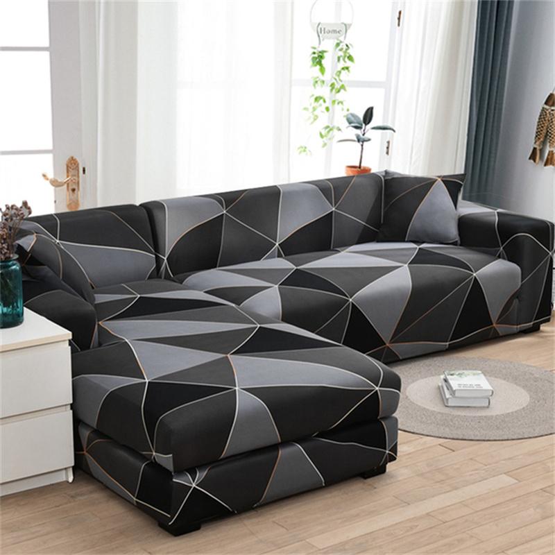 Geometric Elastic Sofa Cover Slipcovers L-Shaped Corner Sofa Couch Cover Armchair Sofa Cover 1/2/3/4 Seater for Living Room 1PC