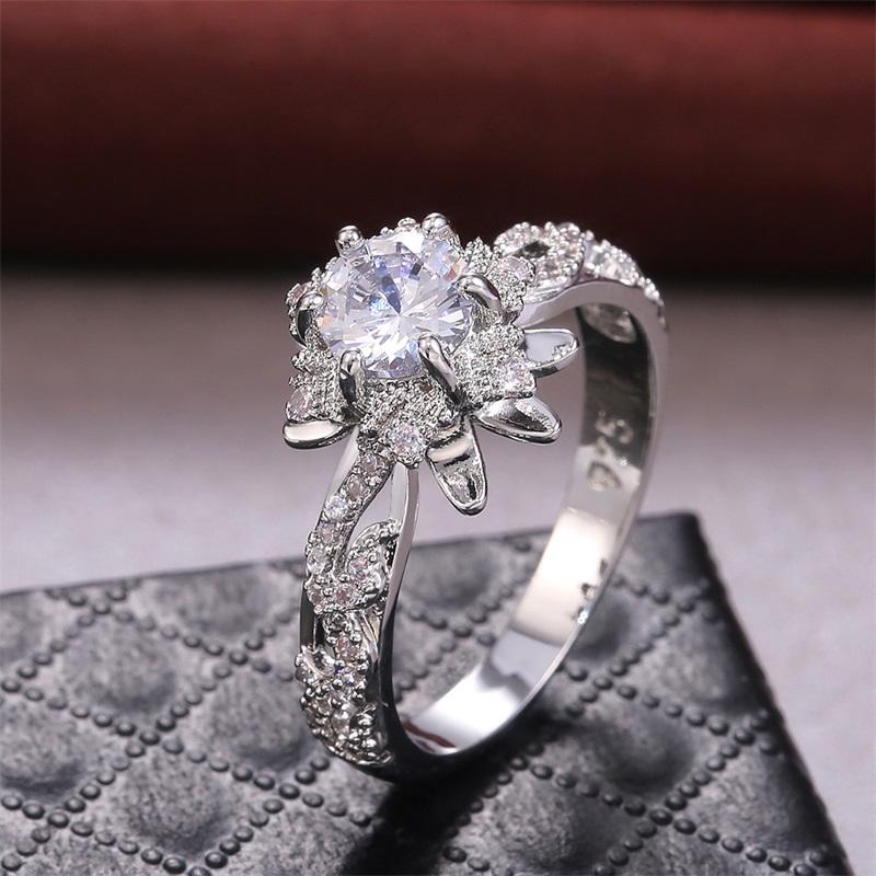 CAOSHI Romantic Snowflake Shape Wedding Rings for Women High Quality Brilliant Round Cubic Zirconia Delicate Love Jewelry Gift