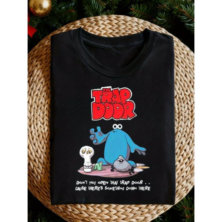 Men S & Women S Vintage 80s/90s Trap Door TV Show T-Shirt - Bold Red DOOR Graphic & Trap Door Cartoon Characters - Soft Breathable Retro Tee - Unisex 6XL чёрный