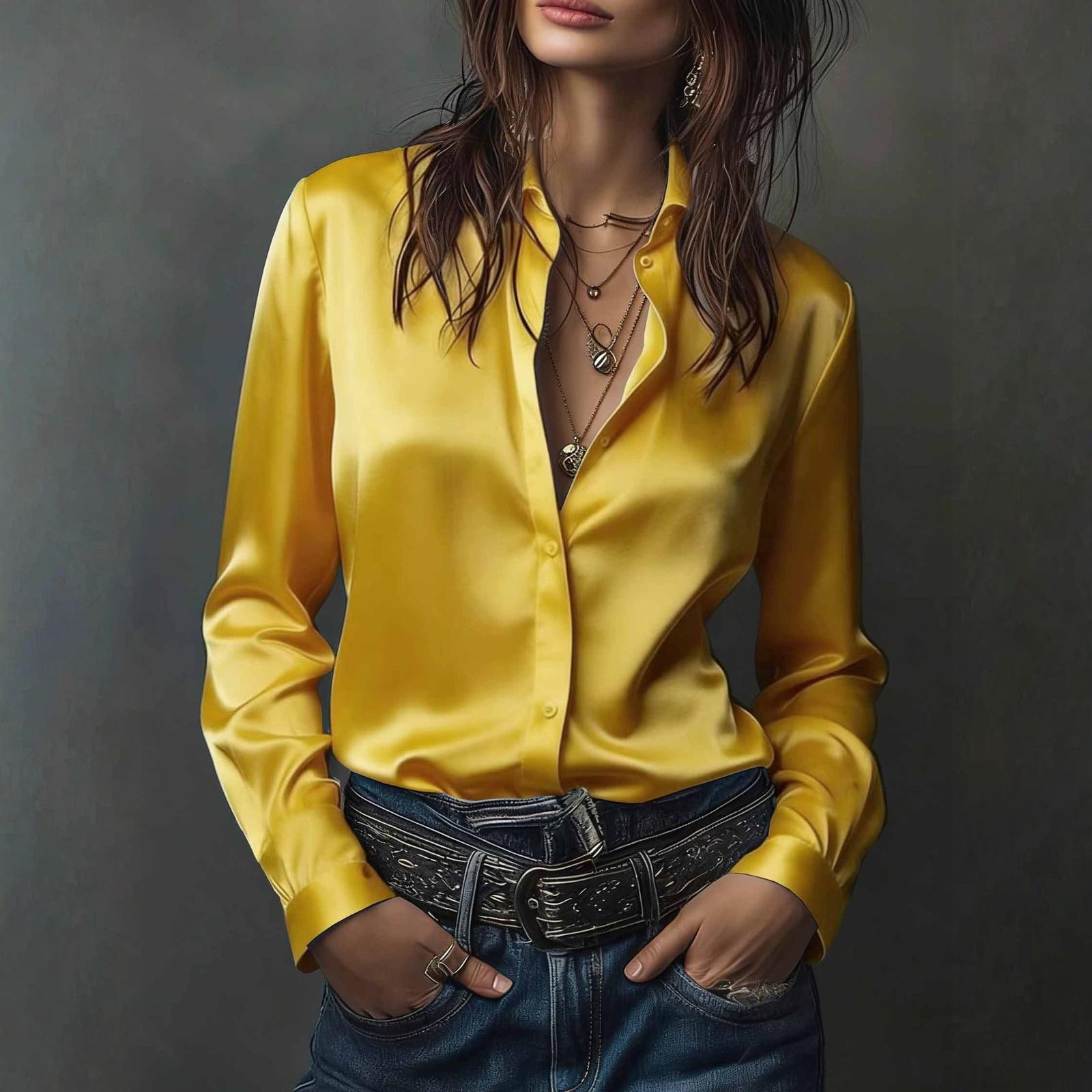 

Жіноча асиметрична сорочка з довгим рукавом та коміром XL