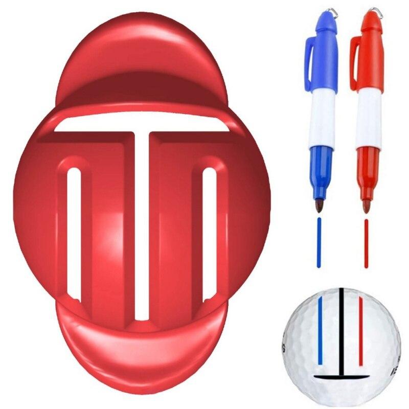 

1 набор маркера для гольфа Triple Track с 3 линиями, хромированная сталь, сетка + 2 шт. ручки-маркера для позиционирования, вспомогательные инструменты для гольфа, для занятий спортом на открытом воздухе красный