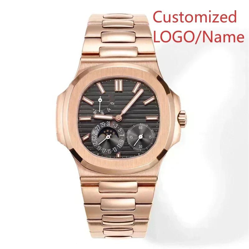 A11 Store Customized Watch Men Watch Automatic Mechanical Multi-functional Watches Stainless Steel Sapphire Leather Watch