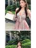 Elegant V-Neck Floral Tie-Up Dress with Cinched Waist – A Versatile, Fashionable Slim-Fit Short Skirt for Women