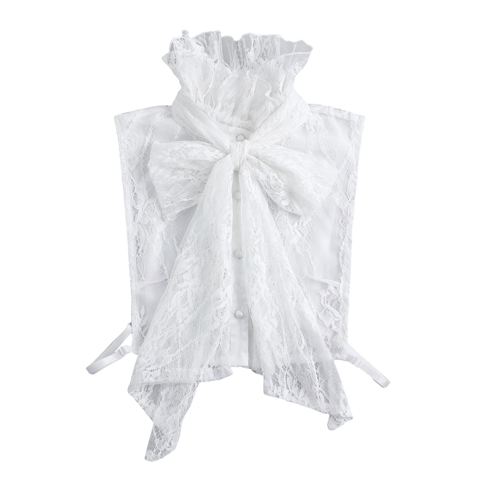 Lace Flower Faux Collar Decorative Collar Sheer Neckwear Detachable Neckpiece Bowknot Half Shirt For Formal Occasion 1