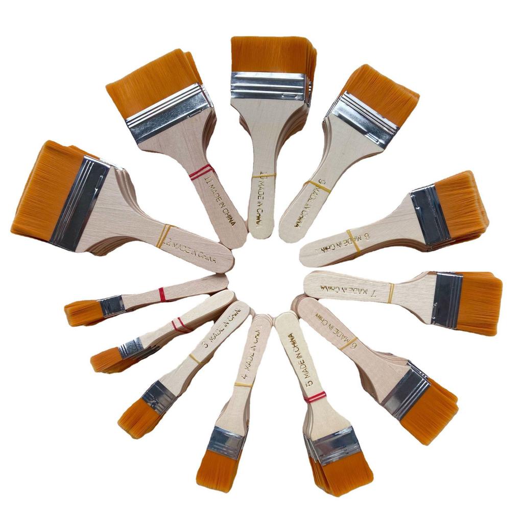 Nylon Bristle Brush with Wood Handle - Versatile for Painting, BBQ, and Cleaning