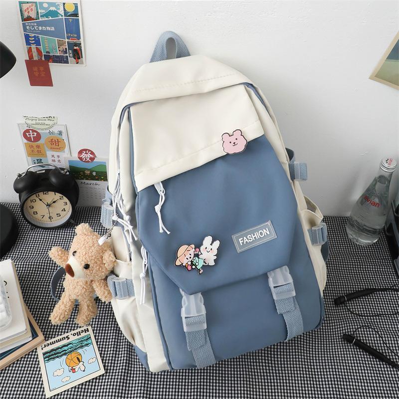 Schoolbag Contrasting Color Versatile Japanese Students Large Capacity School Bag College Style Leisure Backpack Tooling Wind Backpack Wholesale