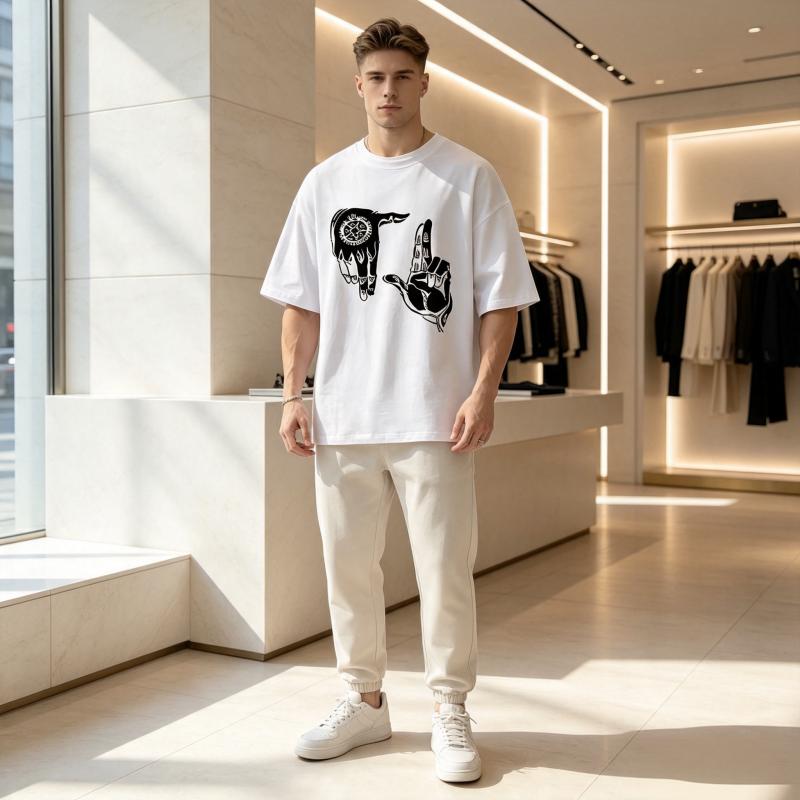 2026New Arrival Breathable Crew Neck Unisex WoUnisex Summer Casual Fashion Streetwear Novelty Tee Cotton T-shirts Gesture Fun Print