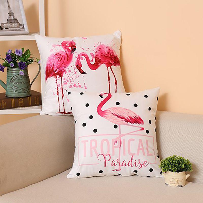 Versatile Flamingo Throw Pillow Case For Sofa Chairs With Premium Cotton Linen