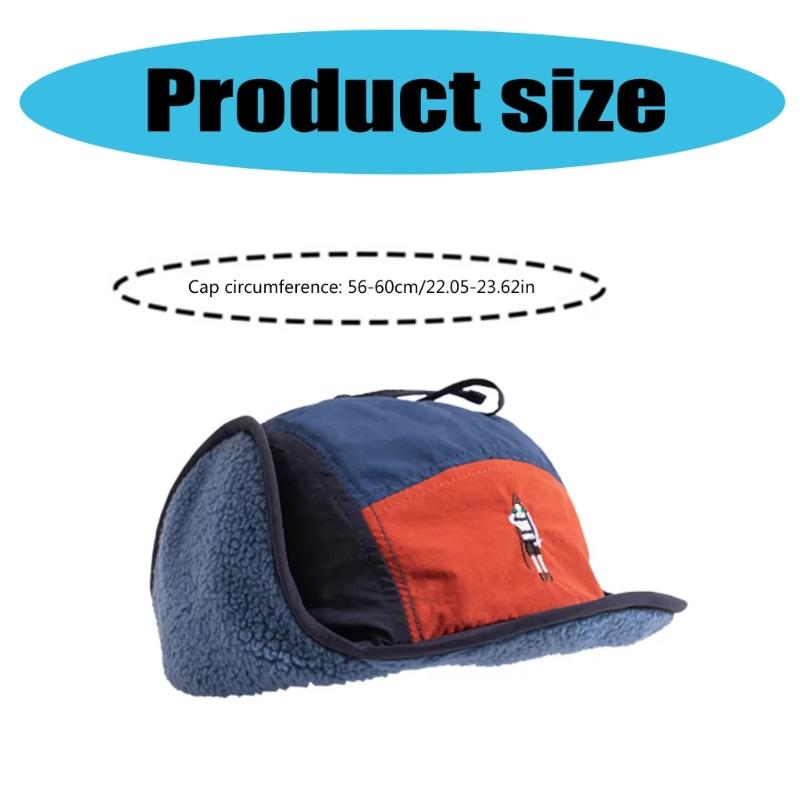 Embroidery Fleece Lined Hat Windproof Earmuff Trapper Hat for Adult Cold Weather