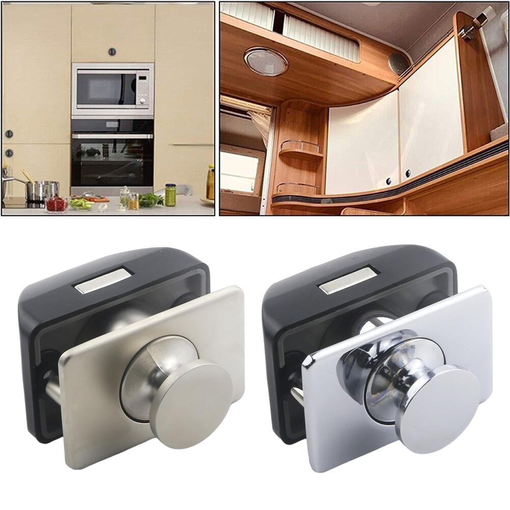1Pcs  Cabinet Push Lock Campers Accessories Furniture Hardware Hanging Cabinet Button Locks RV Caravan Boat Drawer Latch Catches