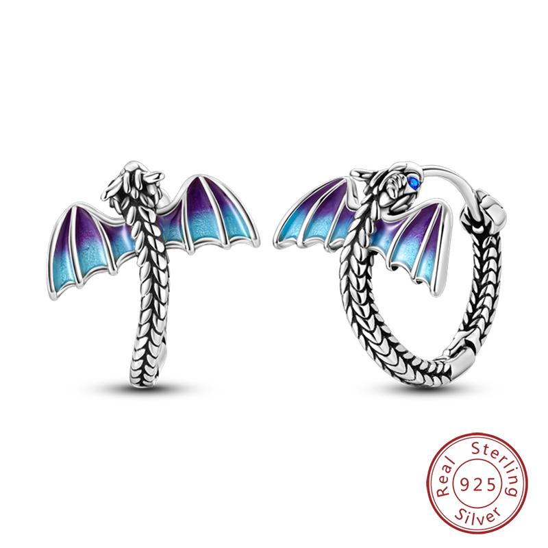 Real 925 Sterling Silver Colorful Dragonfly Butterfly Animal Earrings For Women Exquisite Birthday Anniversary Jewelry Gifts