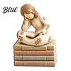 Bookish Gifts for Women Wooden Reading Girl Figurine Book Lovers, Personalized Desktop Bookshelf Decor with Ornaments Stacked Design Home Library