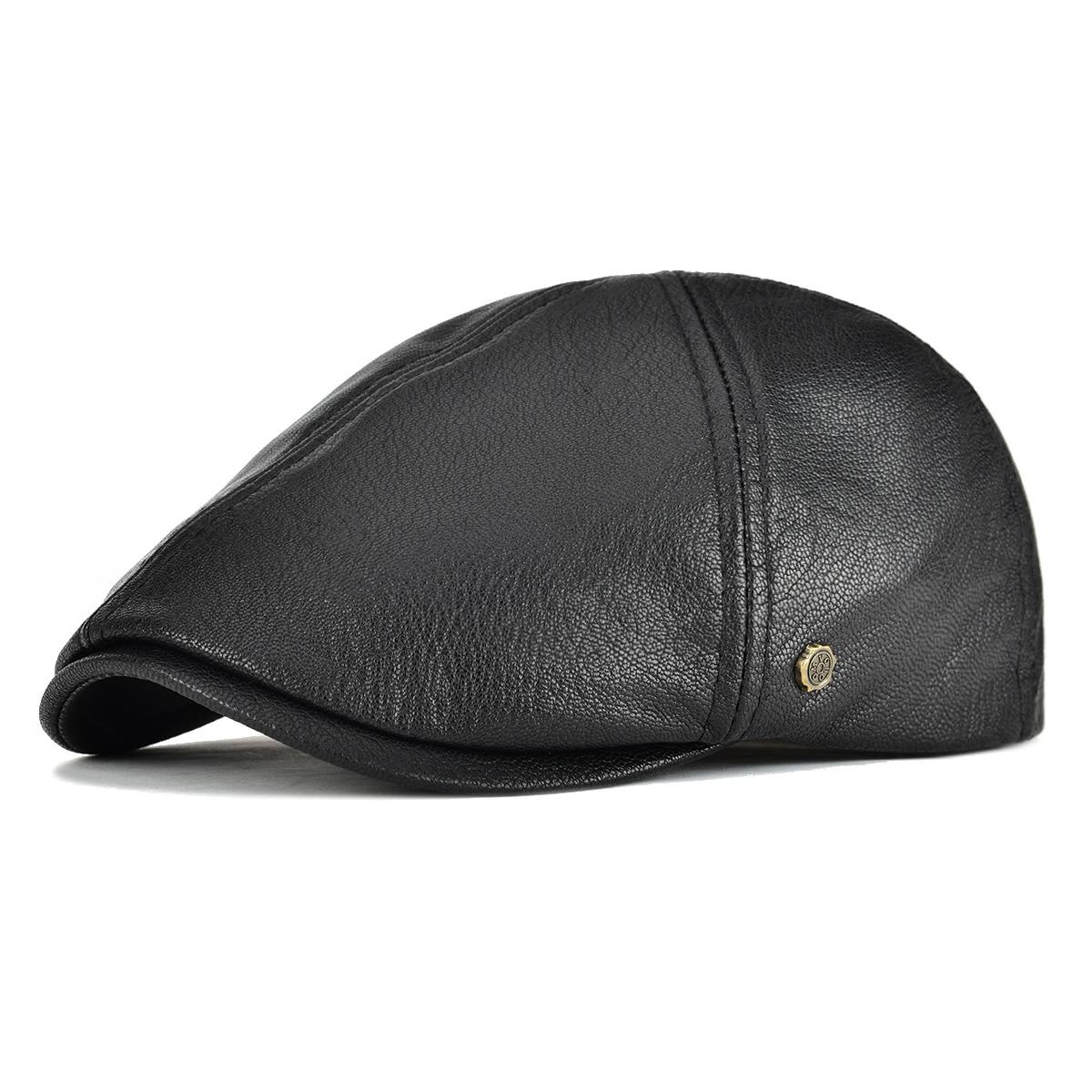 VOBOOM Lambskin Leather Ivy Newsboy Caps
