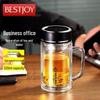 FUGUANG BESTJOY Double-Layer Glass Tea Mug with Handle and Filter