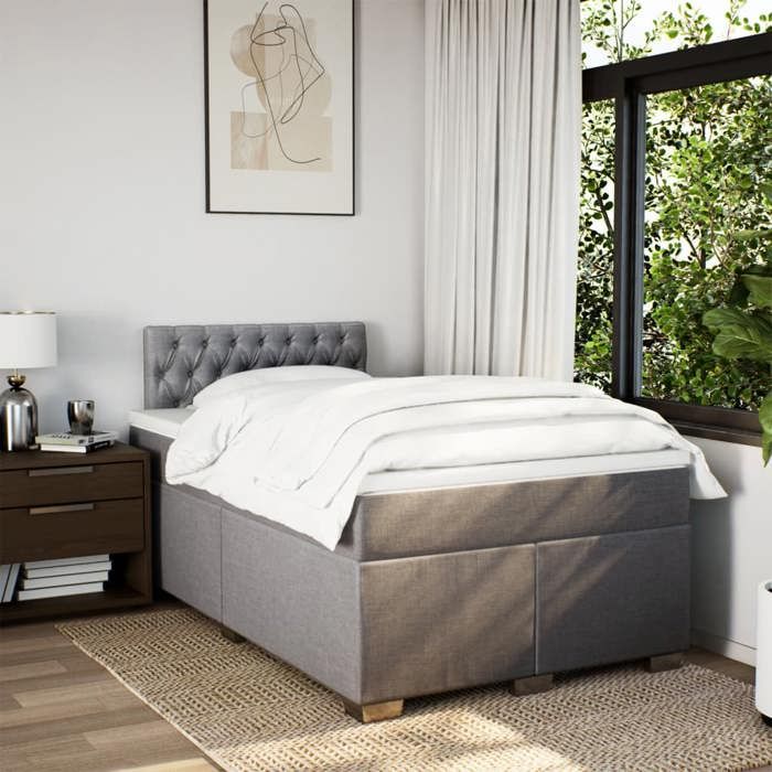 Maison Exclusive - Sommier à lattes de lit avec matelas Taupe 120x200 cm Tissu