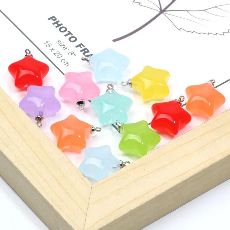 Star Pendants Candy Colored Acrylic Beads Necklaces 10pcs Charms Beads For Jewelry Making DIY Jewelry Beads Keychain Accessories