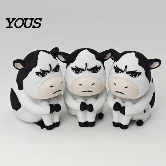 Cartoon Animal Figurine 3D Printed Dairy Cow Figurine, Cattle Statue for Desk Decor, Mini Sculpture Home Office, Gift Lovers