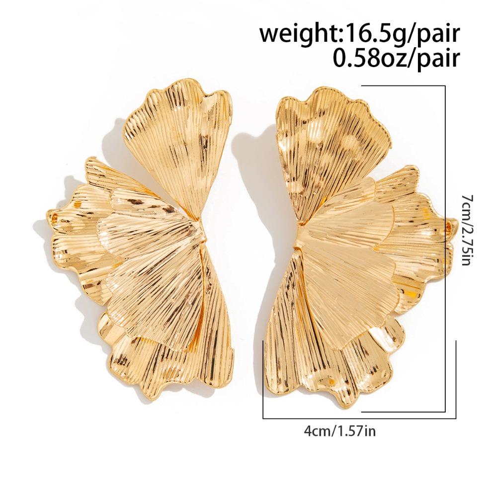 Exaggerate Personality Geometry Liquid Metal Irregular Fold Flowers Stud Earrings for Women Fashion Party Jewelry Accessory Gift