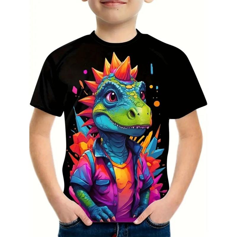 Boys Kids Clothes 3D Print Cartoon Dinosaur Graphic T Shirts