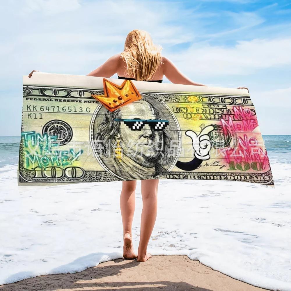 Vintage Dollar Print Beach Towel Beach Quick Drying Bath Towel Microfiber Beach Towel Seaside