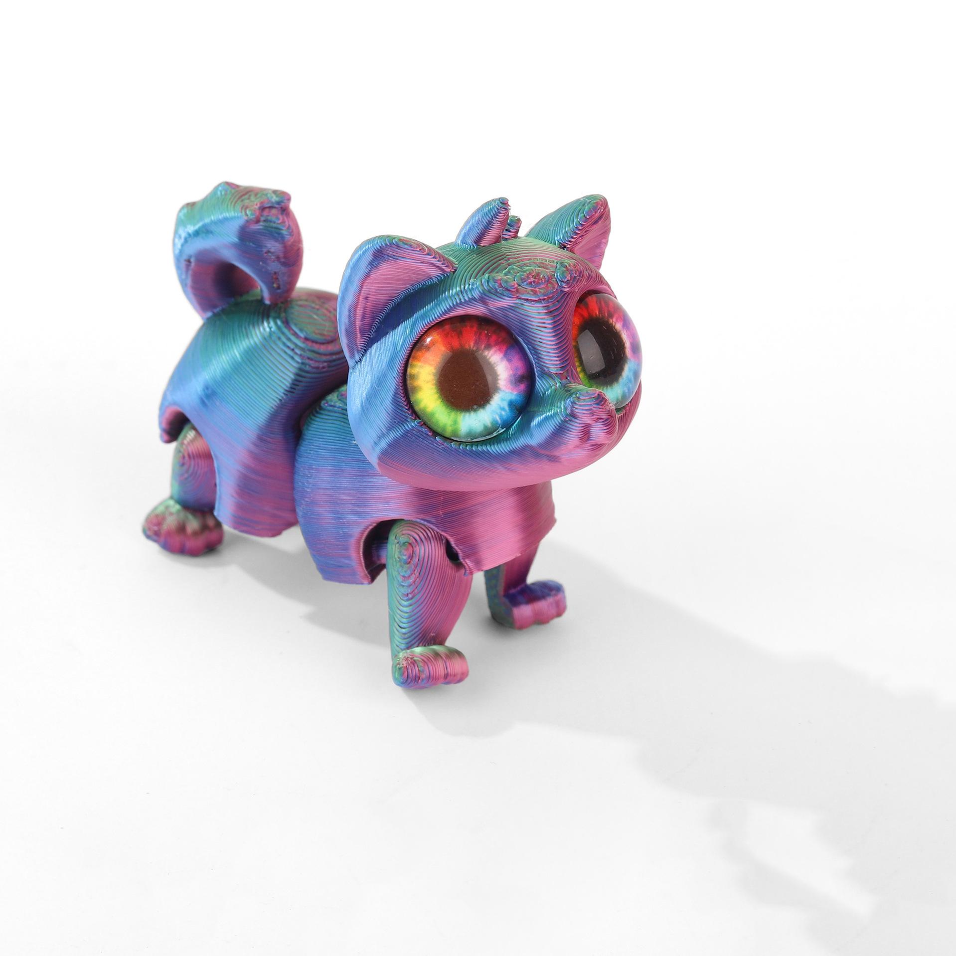 

3D Printed Dog Figures Animal Toys Multi-Joint Movable Simulation Eyes Fidgeting Plaything Household Ornament Accessories Table Decor Kids Gift 6.8CM