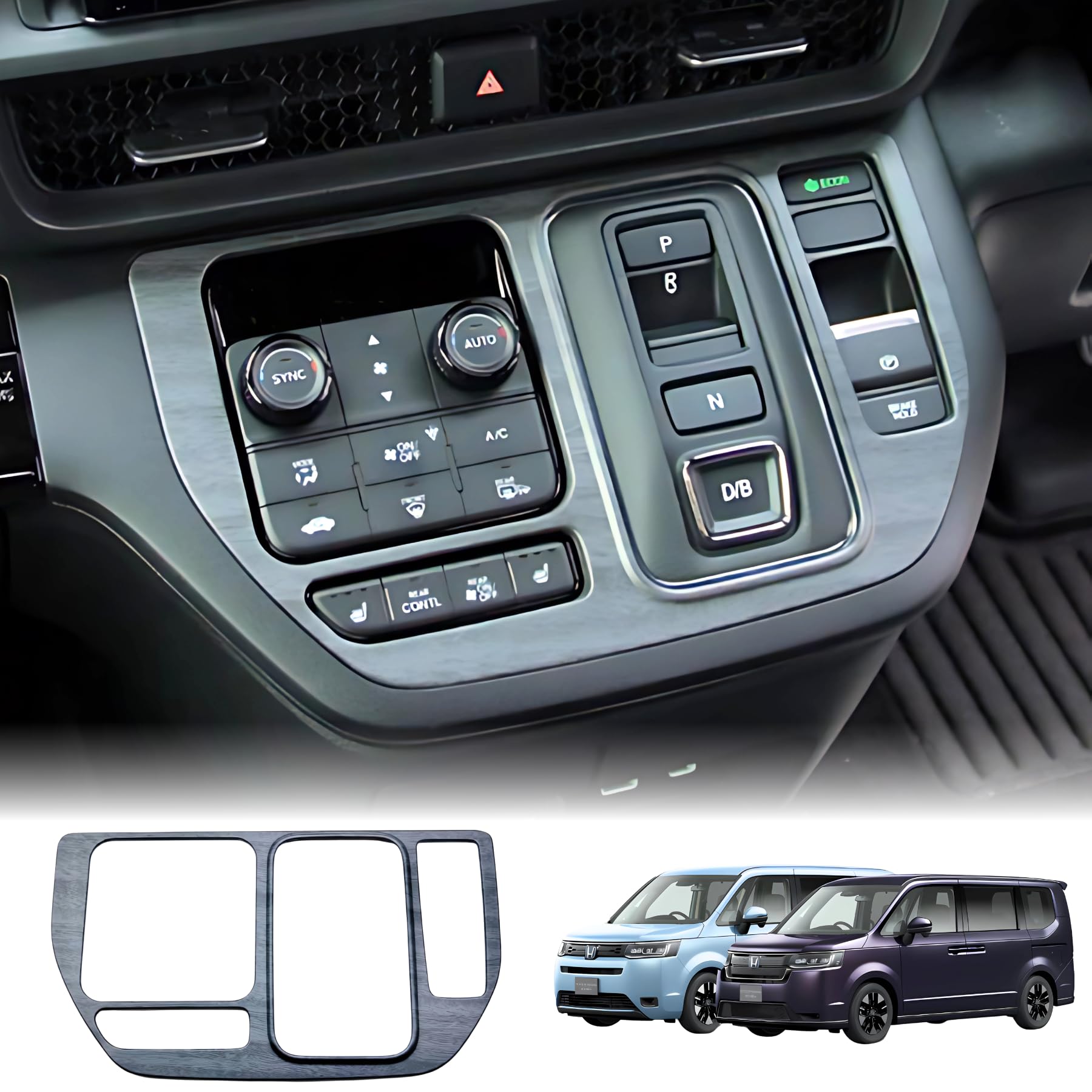 

Mellbo Shift Panel for Honda Step Wagon RP 2022 Wood Grain Tape Black Air/Spada (RP6, RP7, RP8, Series) (May - Present) - Finish, Double-Sided Mount,