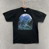 VINTAGE Wolf T-Shirt Herren Medium Mond Natur Grafik Outdoor Freizeit 90er