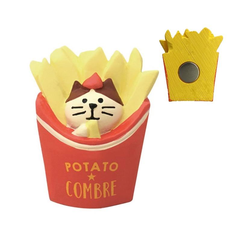 Japanese cat refrigerator sticker, grocery zakka cute bread coffee shop decoration gift miniature resin ornament