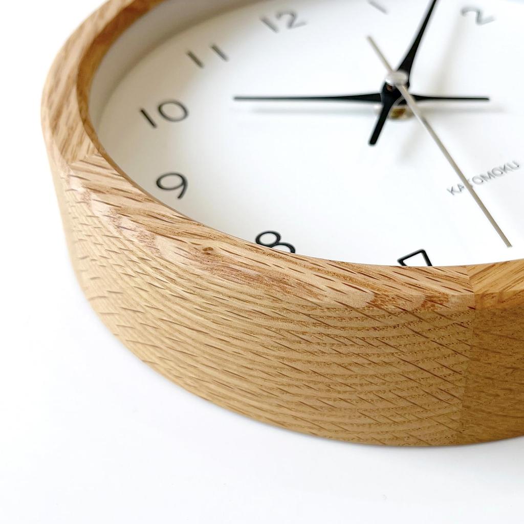 KATOMOKU Muku Clock 13 Oak Wall Clock with Continuous Second Hand km-130OA 220mm (Quartz Clock)