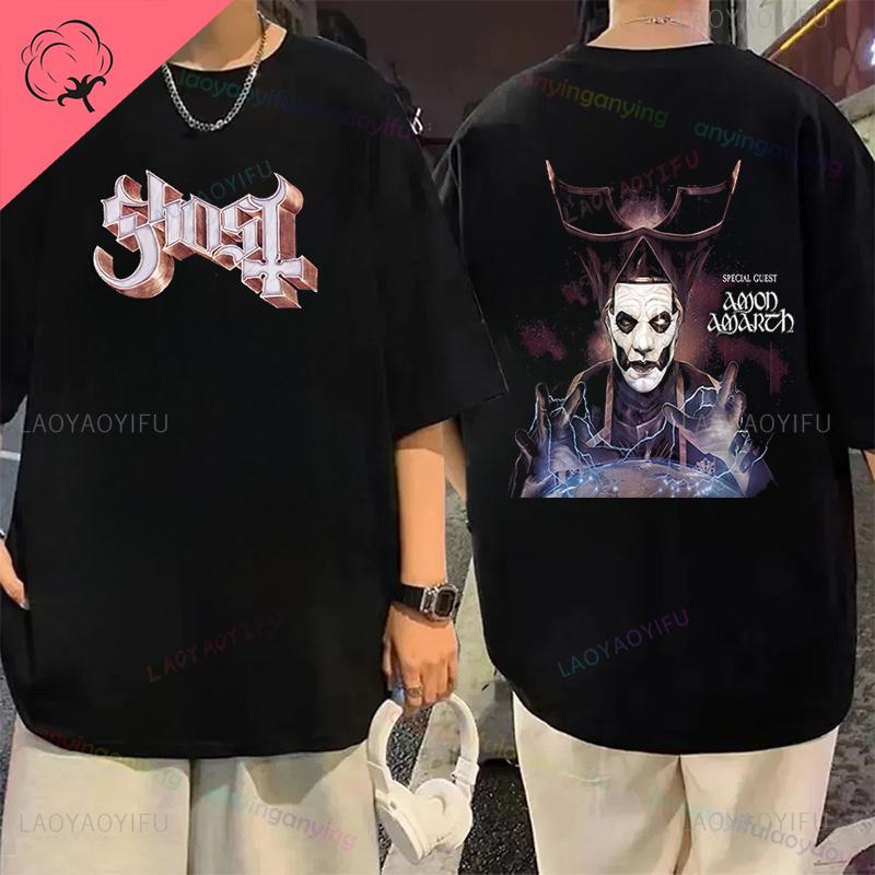 Y2K-Ghost-Band-T-shirt Mens Rock Band Graphic Pattern Cotton T-shirt Casual Vintage Horror Style Harajuku Short-sleev Women Top