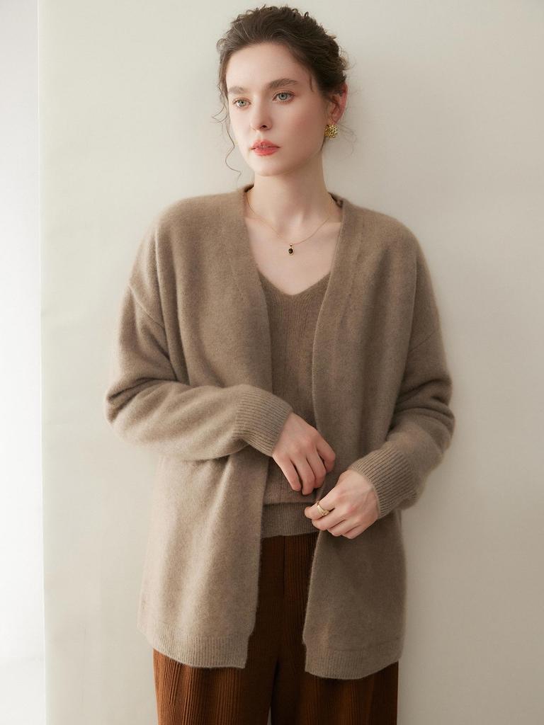 Autumn/Winter Luxury Cashmere Women's Versatile Knit Cardigan Coat