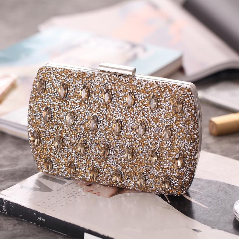 New 2025 Diamond Evening Party Bags Banquet Dress Ladies Handbags Blue Luxury Purses For Women Silver Clutch