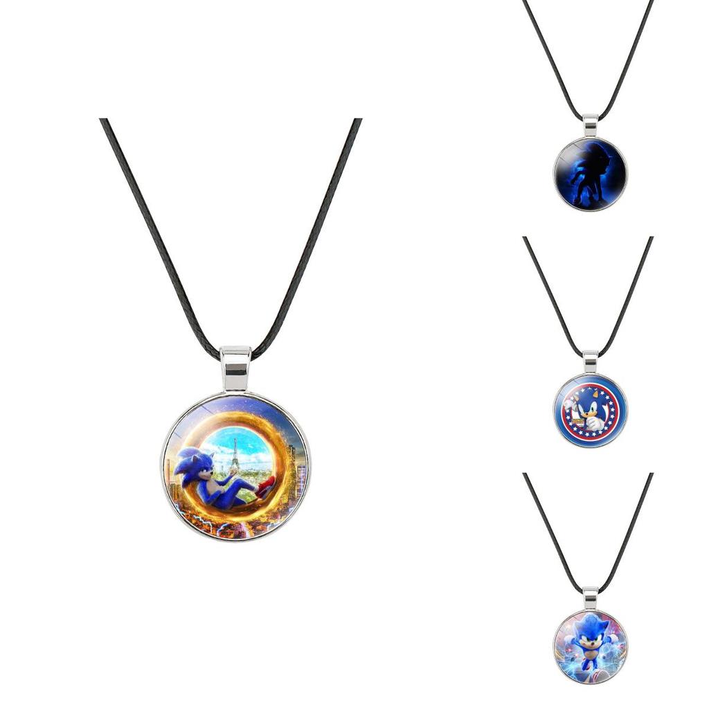 Sonic The Hedgehog Time Stone Necklace Soft Wax Rope Hypoallergenic Cartoon Pendant