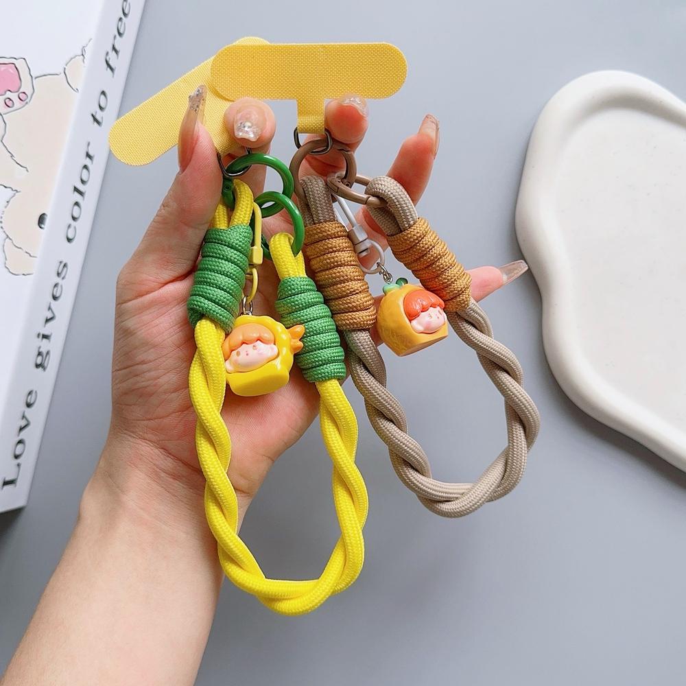 Neues universelles geflochtenes Handy-Lanyard-Riemen 3D-Cartoon-Hängekette Ringkordel mit Aufnäher Armband Handy Abnehmbar