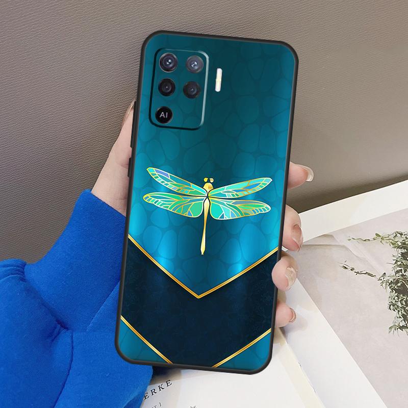 Luxury Dragonfly Case For Oppo A76 A16 A96 A17 A18 A60 A80 A40 A38 A58 A78 A98 A94 A74 A54 A15 A57 A77 A5 Pro