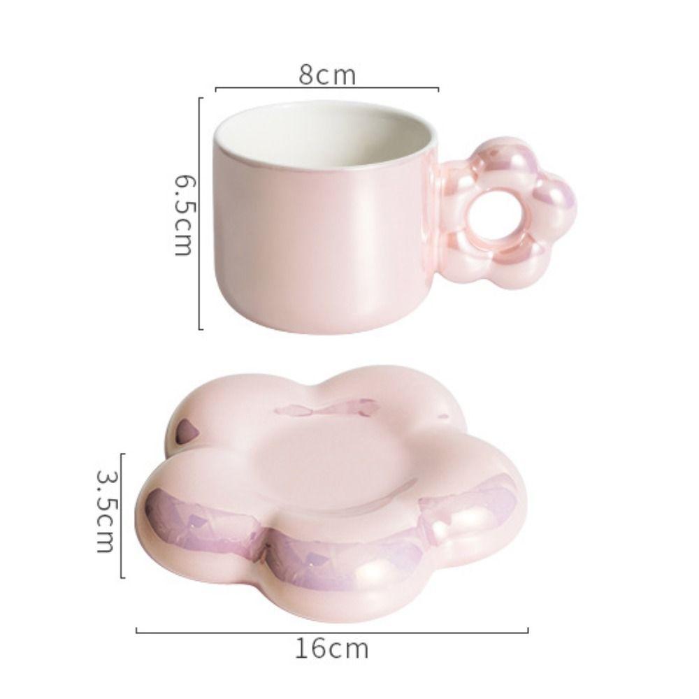 Cute Coffee Cup Dish with Handle Tea Drinking Cup Drinkware Flower Mug  Water