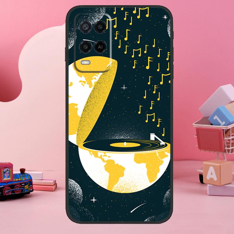 Vinyl DJ Record Art Case For Oppo A98 A78 A18 A38 A58 A60 A80 A40 A77 A57 A17 A74 A54 A94 A96 A76 A16 A15 A5 Pro