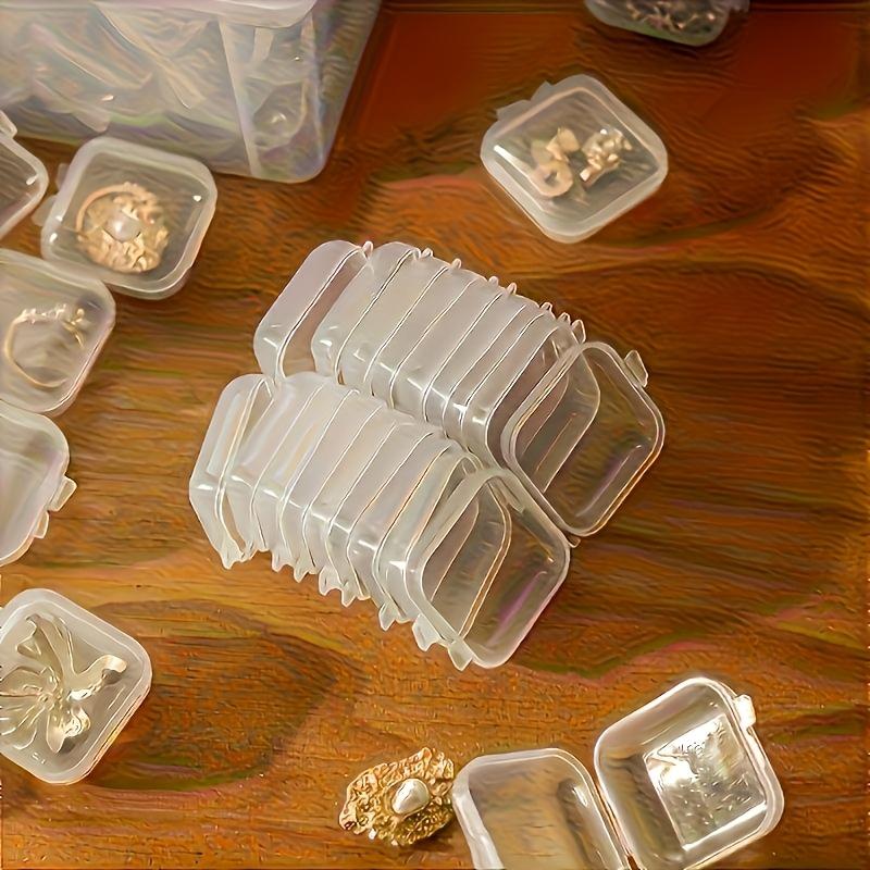 30pcs Mini Clear Plastic Jewelry Storage Boxes with Lids, Transparent Square Containers,Earring Organizer, Stackable Organizer