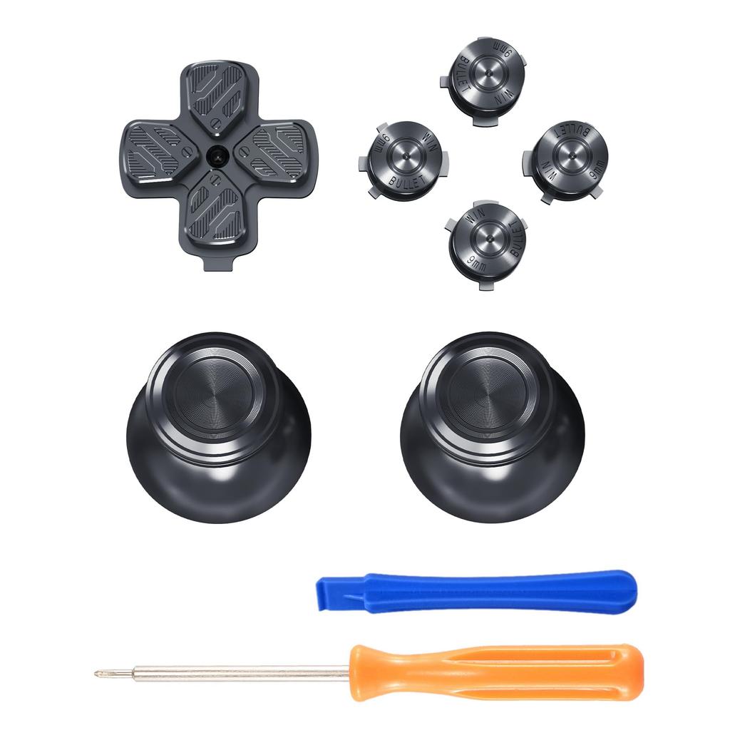 EXtremeRate Metal Thumbstick Tlačítko ABXY pro kompatibilní s PS5 Vlastní náhradní hliníkový analogový palec Akční tlačítka Směrová tlačítka pro